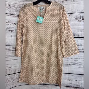 Charleston Shoe Co Top Womens Size Medium Cotton Tunic Cover up Tunic Geo print